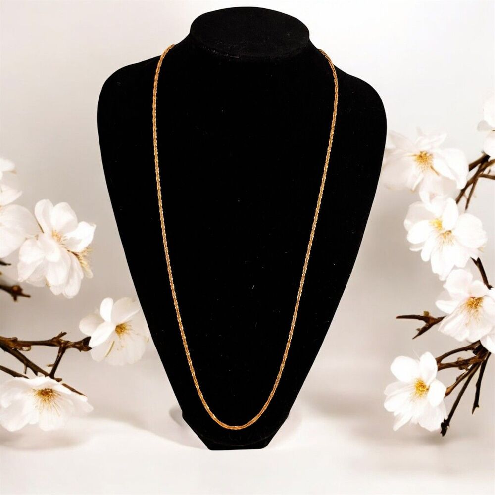 Goldtone Twisted Chain Necklace – 31 Inches, Classic Vintage Style